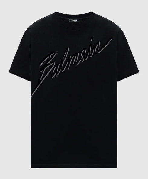 BALMAIN FLOCKED LETTER LOGO T-SHIRT